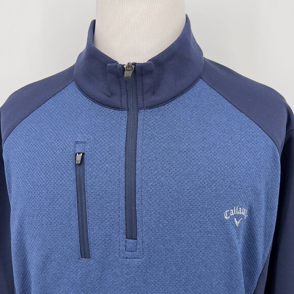 Callaway Mens Golf Pullover Jacket XXL 2XL Extra Extra Large Blue Half-Zip Sweat - Picture 1 of 8